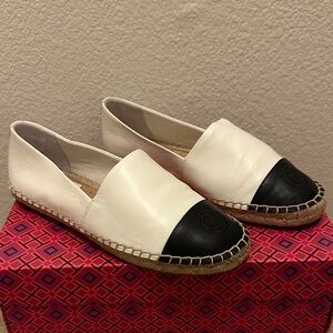 Tory Burch White and Black Espadrilles